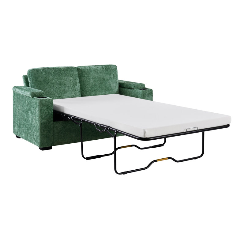 Upholstered 56.7 " Chenille Sofa, Green Chenille