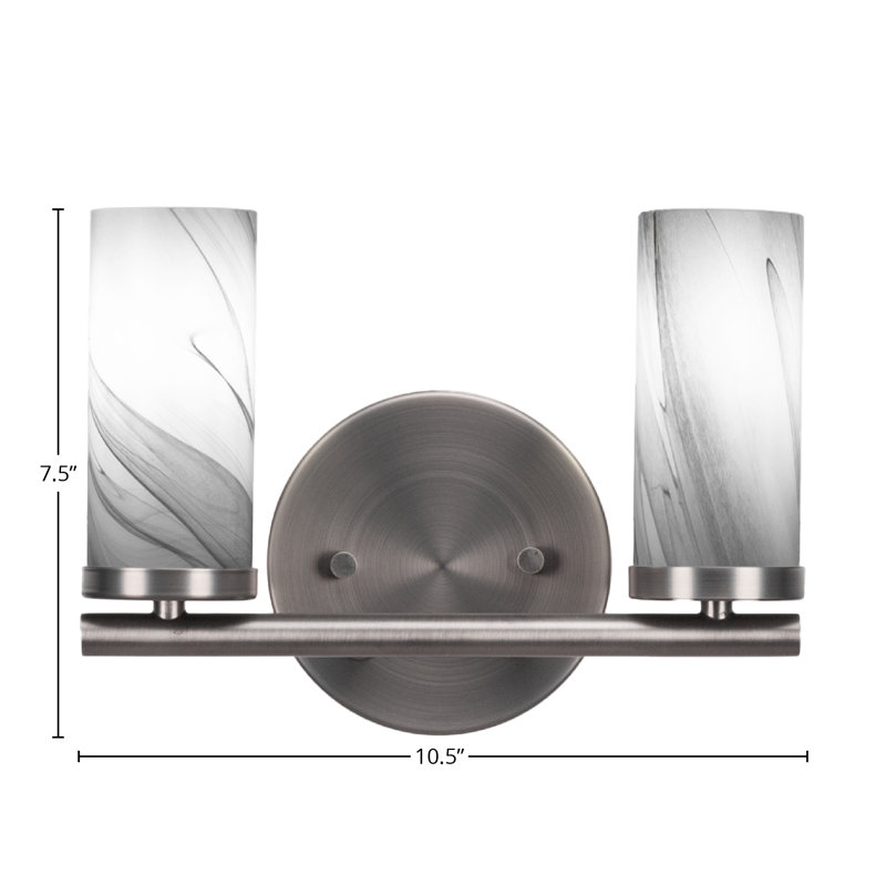 Trinity 2 Light Bath Bar Shown With 2.5” Onyx Swirl Glass, Noir
