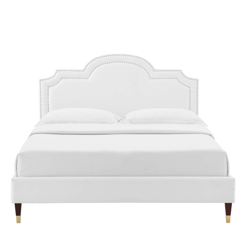 Modway Aviana Performance Velvet Bed, White, Full