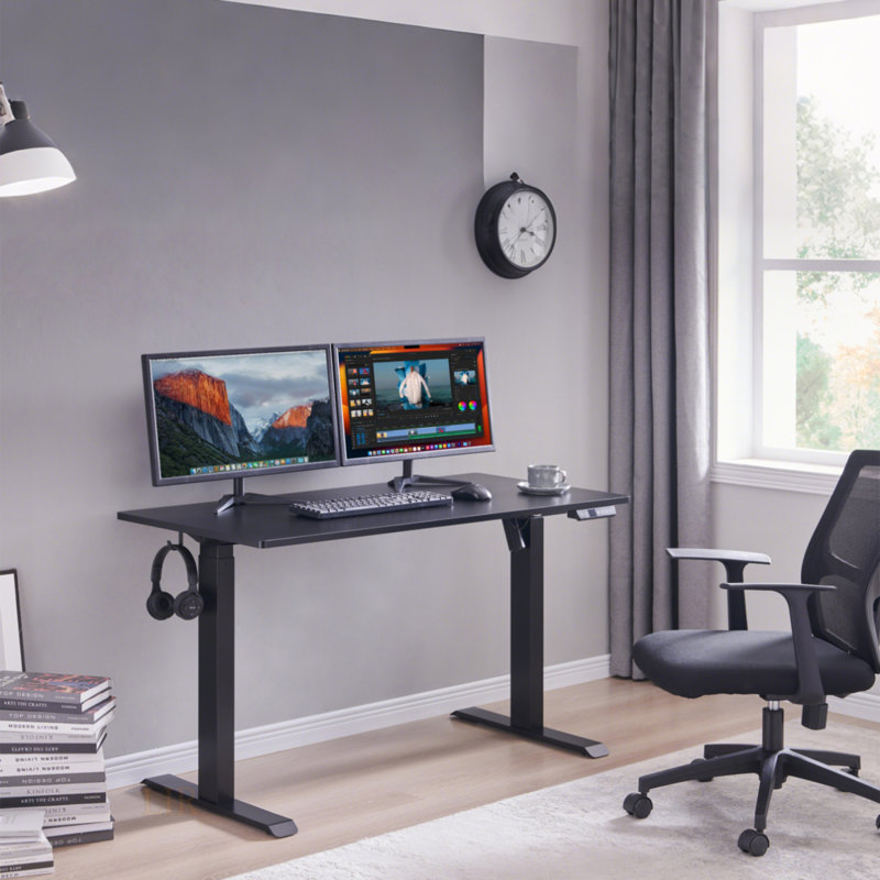 Bureau debout électrique, bureau à hauteur ajustable, bureau assis-debout 24 po x 48 po, Noir antique