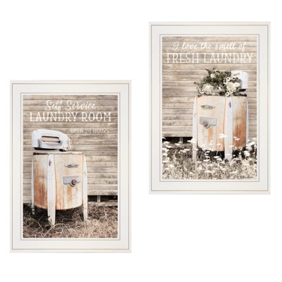 "Laundry Room", art mural encadré 2 pièces pour décoration de salon, chambre à coucher et maison de campagne par Lori Deiter