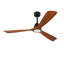 Ventilateur de plafond moderne de 60 pouces avec lumière DEL et télécommande, conception en bois de sycomore massif à 3 pales, noir et noyer foncé