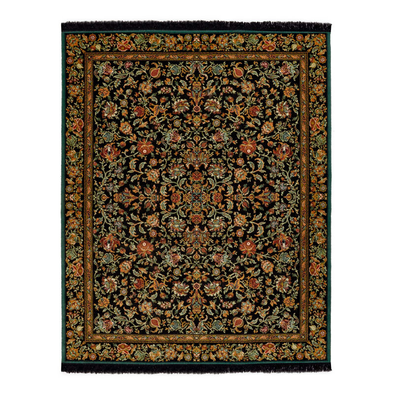 Artemis Machine Woven Oriental Area Rug in Black/Green/Orange