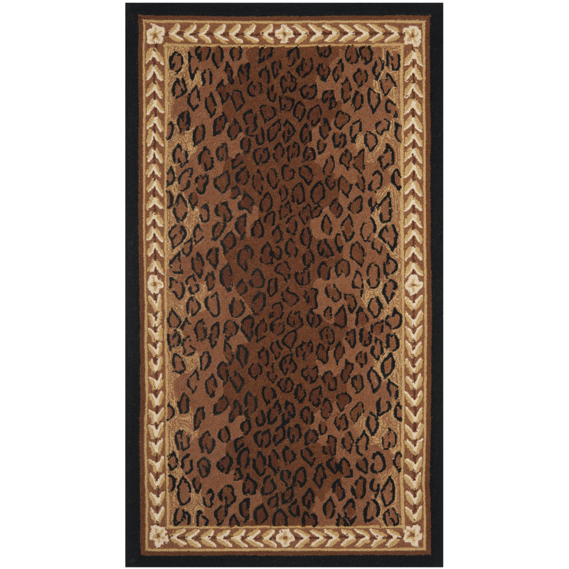 Altman Hand Hooked Wool Animal Print Rug, Rectangle 2'6" x 4'