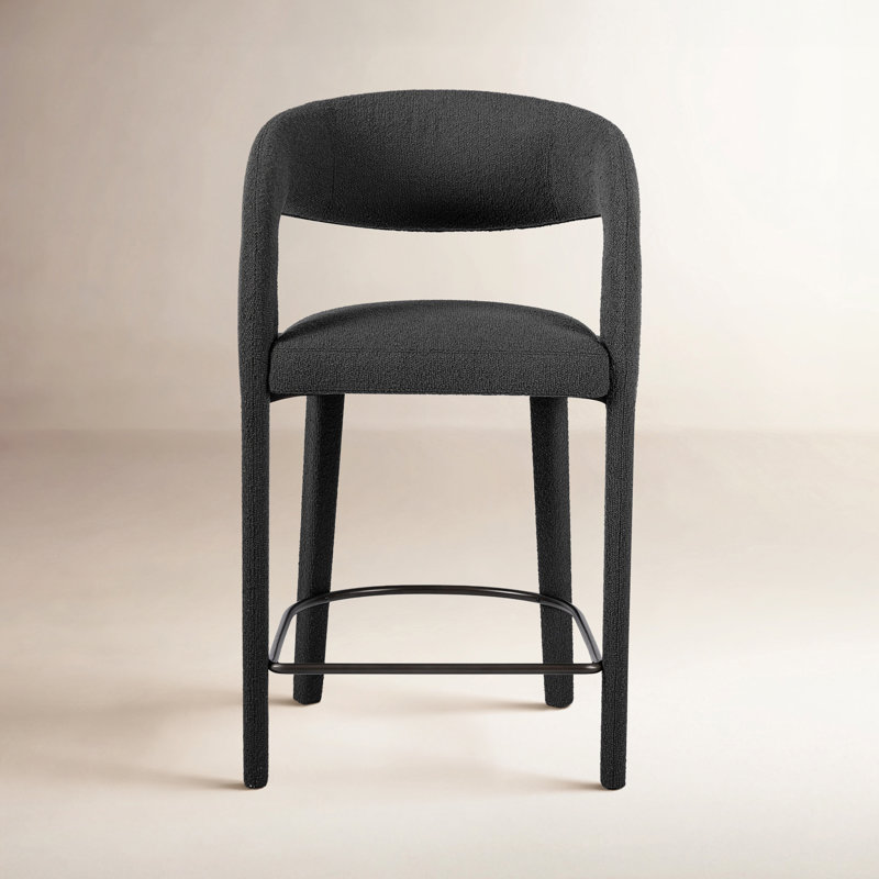 Hawkins Stool, Counter Stool (26.57" Seat Height), Fiqa Charcoal Boucle/Polyester