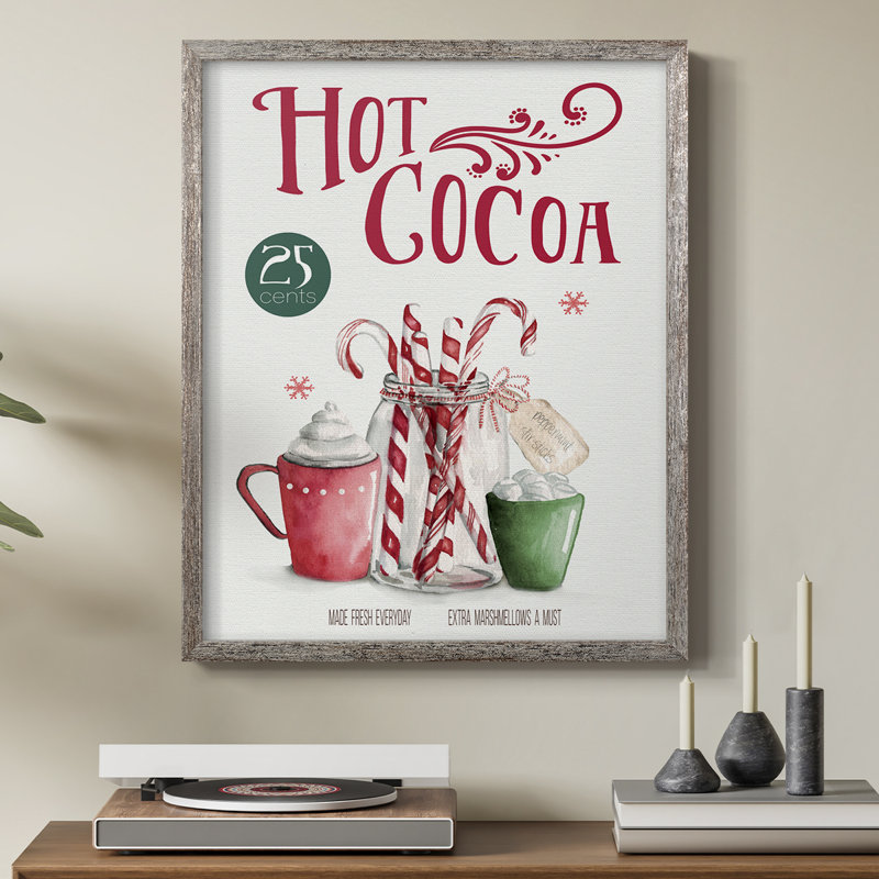 «Hot Cocoa», reproduction encadrée - bois massif, H 11 po x l 9 po
