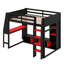 Gaming Loft Bed With Desk, Multi-Storage Shelves