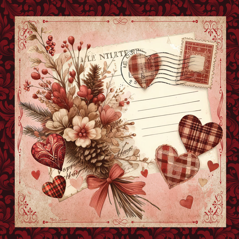 Carte postale de la Saint-Valentin par Nicole DeCamp, H 30 po x l 30 po