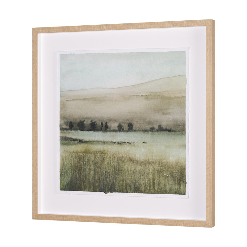 Toile encadrée texturée embellie à la main, Brun, H 31,5 po x l 31,5 po x P 1,6 po, Rolling Fields I