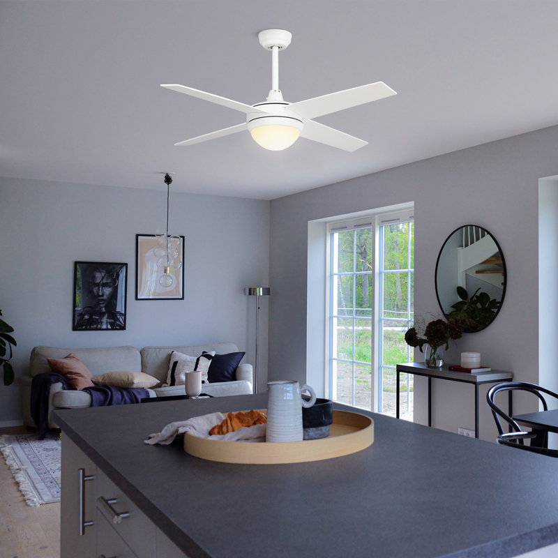 Ventilateur de plafond 48 po avec lumières DEL Gelsey, Blanc
