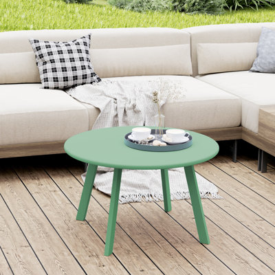 Patio Coffee Table, Round Outdoor Side Table, Green
