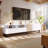 Modern TV Stand for 80'' TV with Double Storage Space, Media Console Table, Entertainment Center with Drop Down Door-1400182258