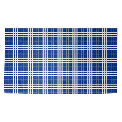 Bleu/blanc fait à la main à motif écossais Tapis décoratif