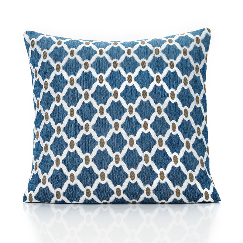 Beauville Geometric Square Throw Cushion, Teal, 45 cm H x 45 cm W x 15 cm D