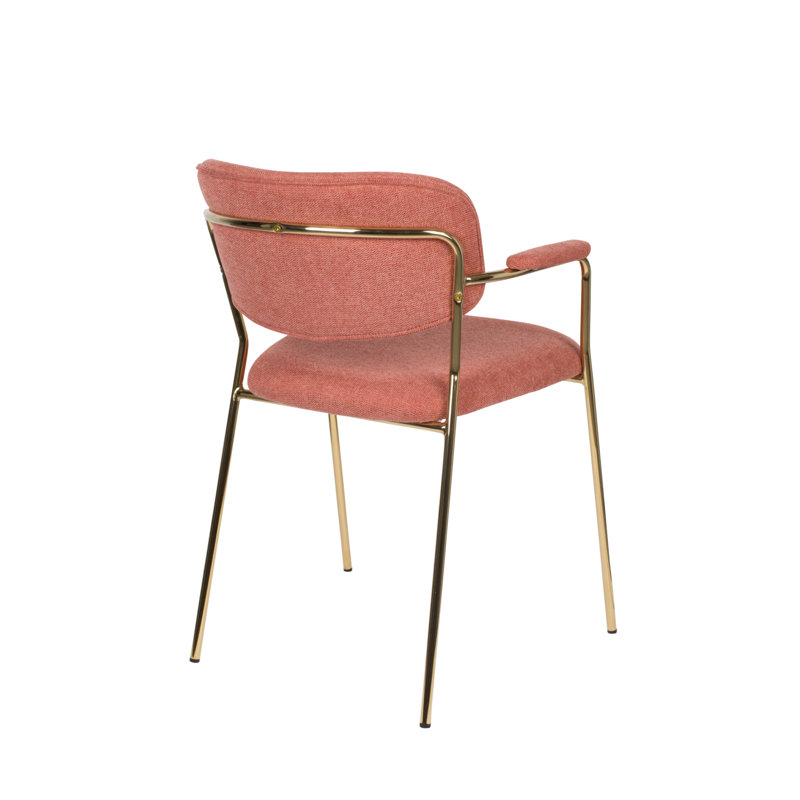 Jolien Upholstered Arm Chair, Gold, Pink