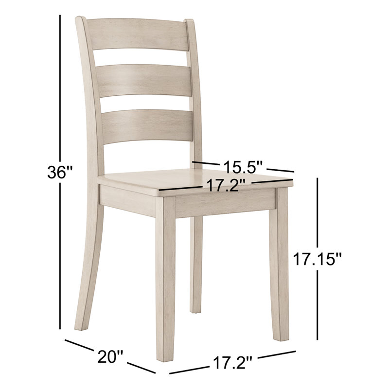 Chaise d'appoint à dossier en échelle en bois massif Alexa-Mae, Blanc antique