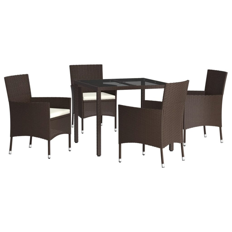 Ensemble de salle à manger de patio pour 4 chaises et ensemble de salle à manger d'extérieur brun