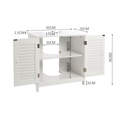 White MDF Water-Resistant Sideboard Cabinet with Louvre Doors
