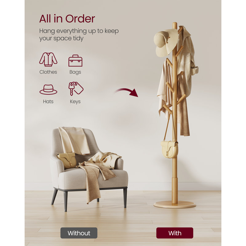 Rubber Freestanding 8 - Hook Coat Rack, Beige