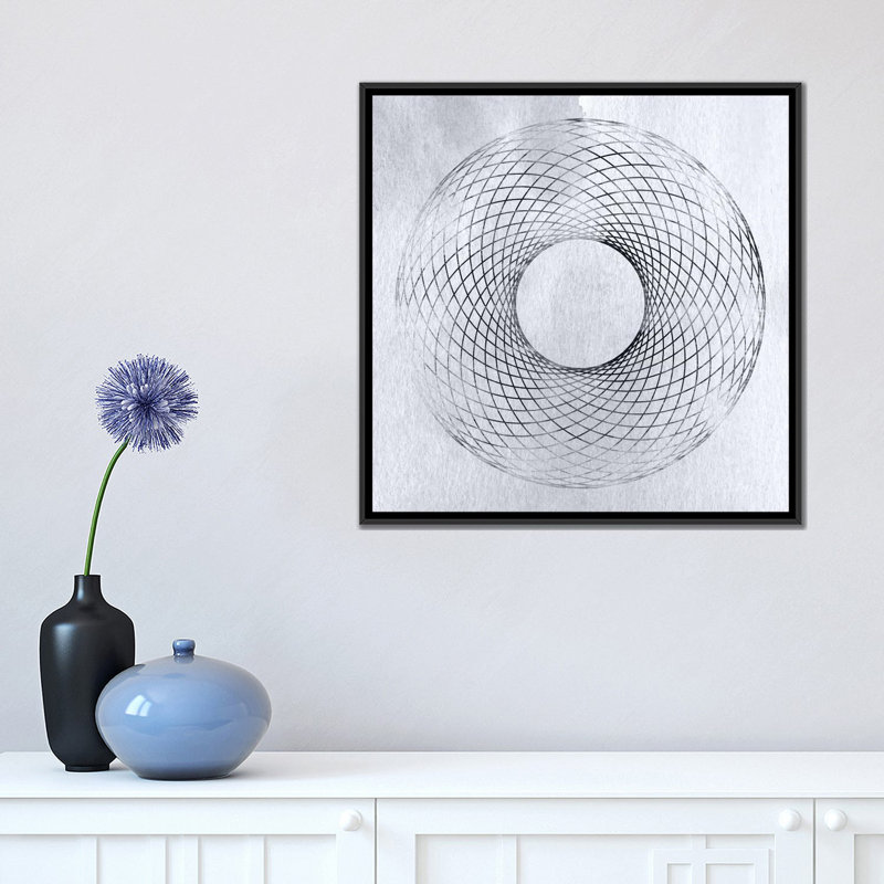 Modern Abstracts - SpiroGraph par 5by5collective - Estampe numérique sur toile tendue avec châssis, Toile avec cadre noir
