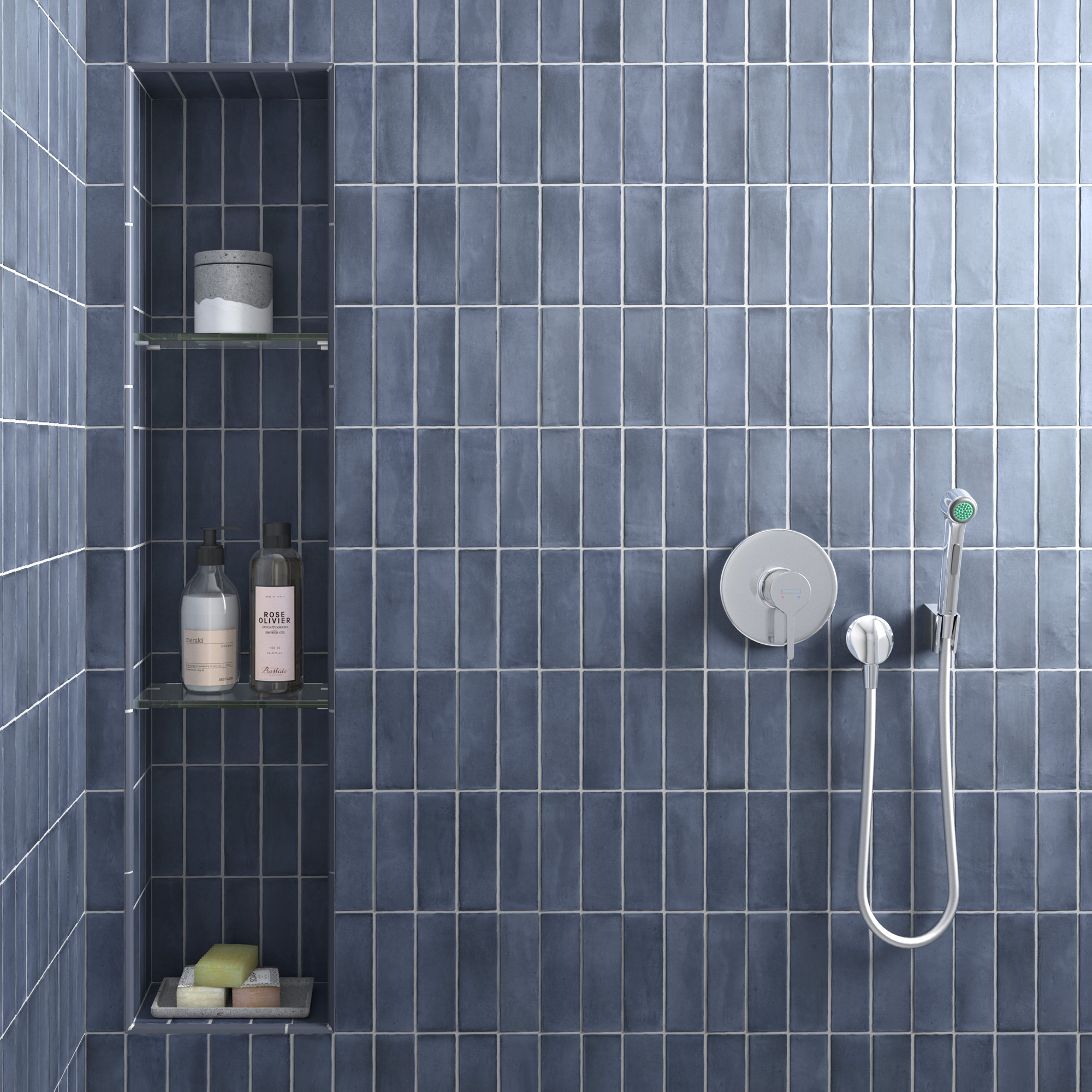 Coco 2" x 6" Porcelain Brick Look Subway Wall & Floor Tile, Blue Night