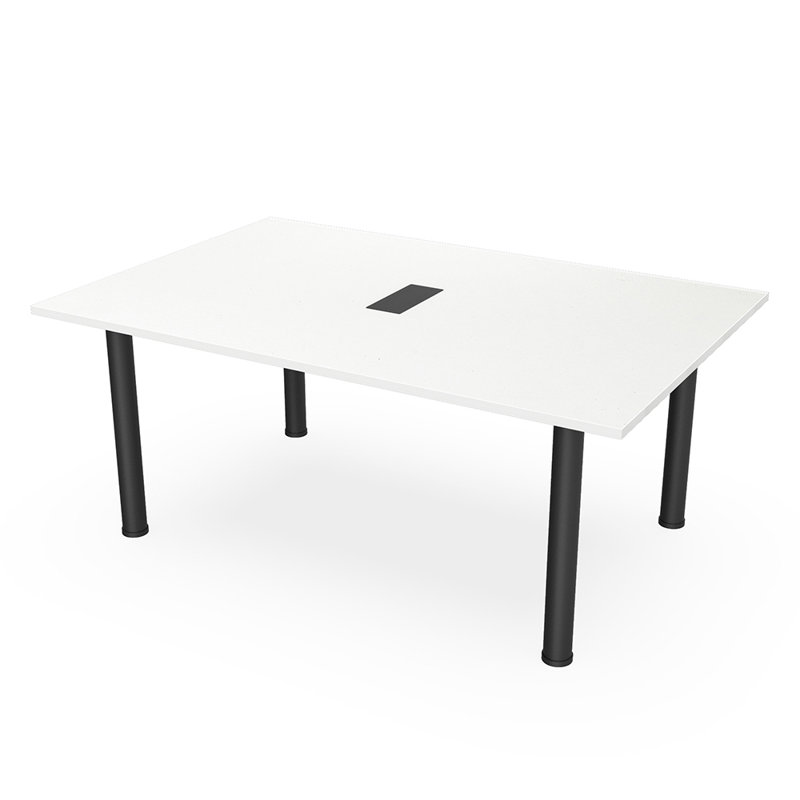 Table de réunion rectangulaire avec pieds électriques et électriques, L 72 po x l 48 po, Blanc, Noir mat