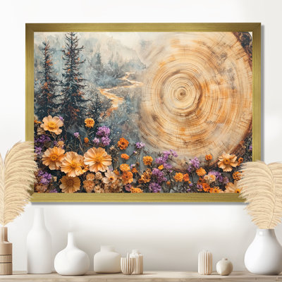 Fleurs sauvages sur une rivière en bois - Art mural pour salon