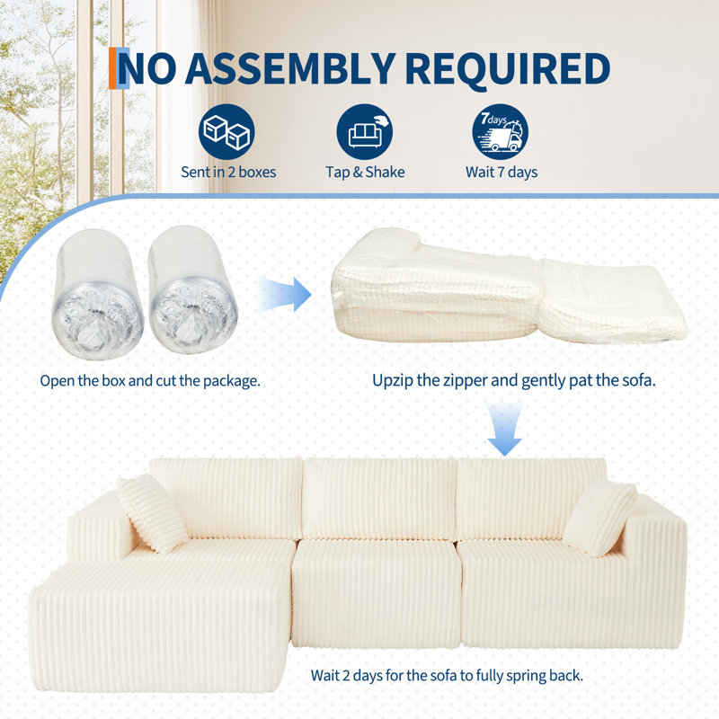 175cm Wide Rectangle Loveseat, White