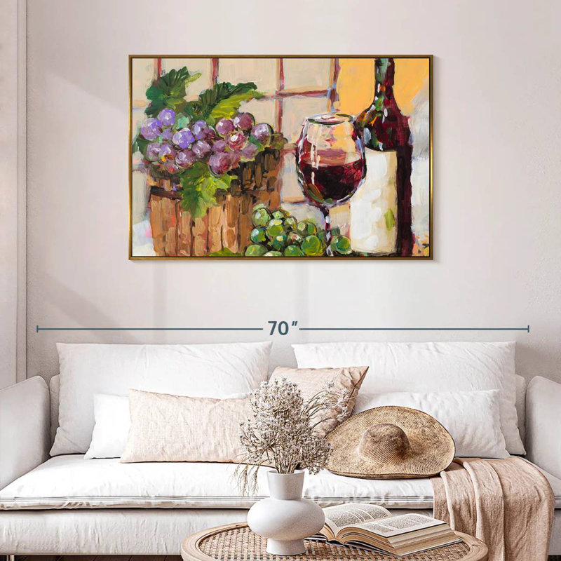 Classic Wine Still Life, Floating Frame Gold, 43" X 29"