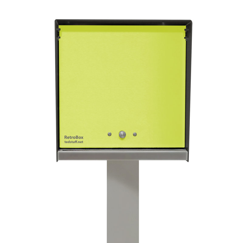 RetroBox Post Mounted Mailbox, Yes, Black/Lemon Lime