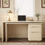 Bureau d'ordinateur en coin rotatif 93 po x 23 po Attina avec 3 tiroirs de rangement, finition chêne naturel clair Attina-130057187