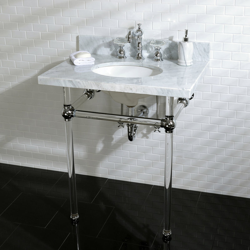 Kingston Brass Templeton 30-Inch Vanity Top with Clear Acrylic Legs (8-Inch, 3-Hole), Polished Chrome