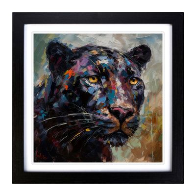 Panther Palette Knife Painting - Framed Print