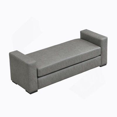 Stylish And Durable Grey Faux Leather Ottoman