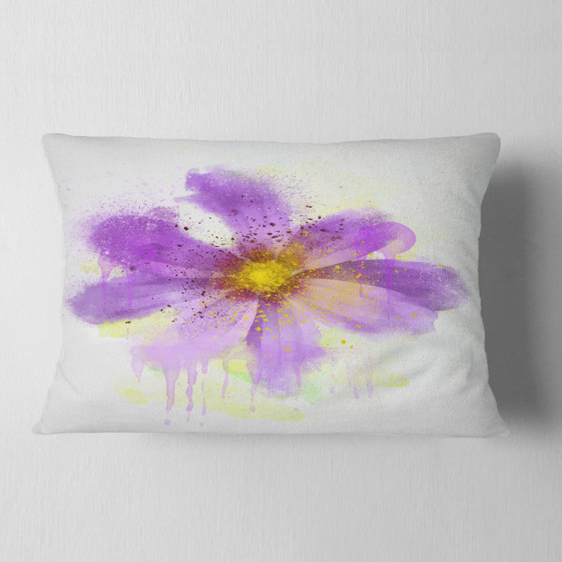 Coussin décoratif fleur mauve à gros pétales, Rectangle, 12 po x 20 po