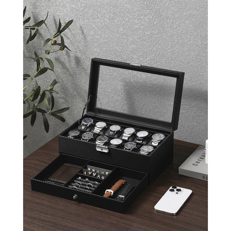 Leather Watch Box +, Black