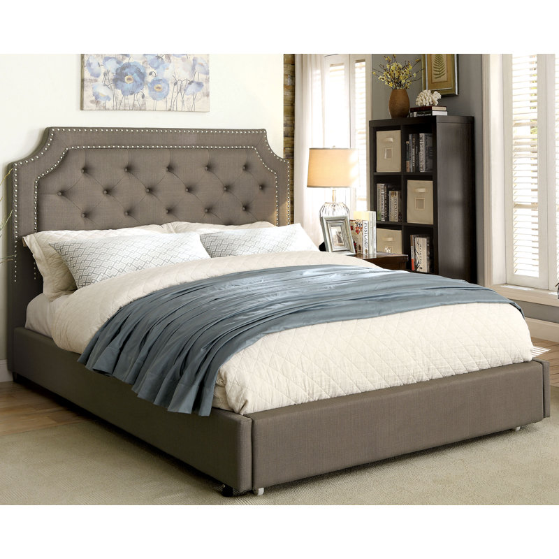 Lit plateforme tapissier avec rangement Bentonville, Double