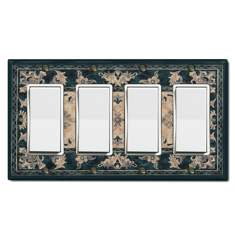 Élégante plaque murale à bascule à 4 bandes avec motif de tapis vert foncé et vert foncé Elegant