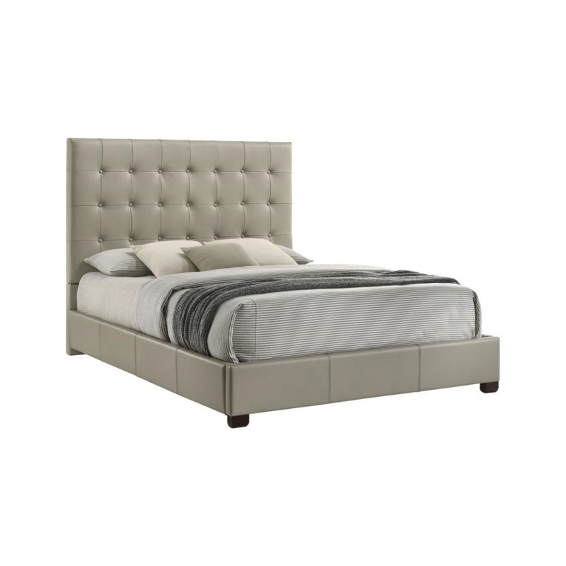 Lit plateforme en cuir véritable Jenna, Brun clair, Grand