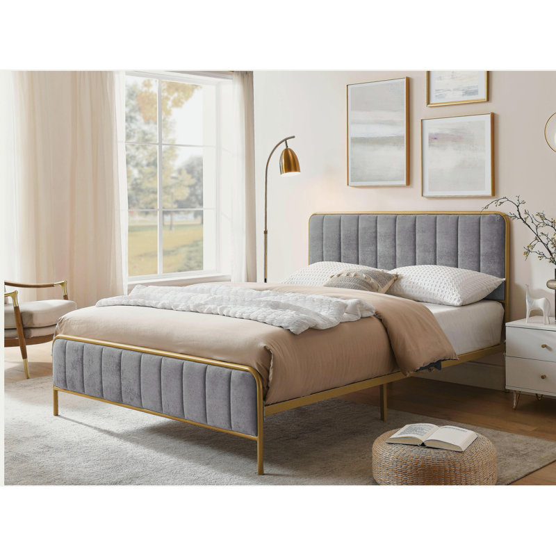 Structure de lit tapissier pour grand lit, Gris