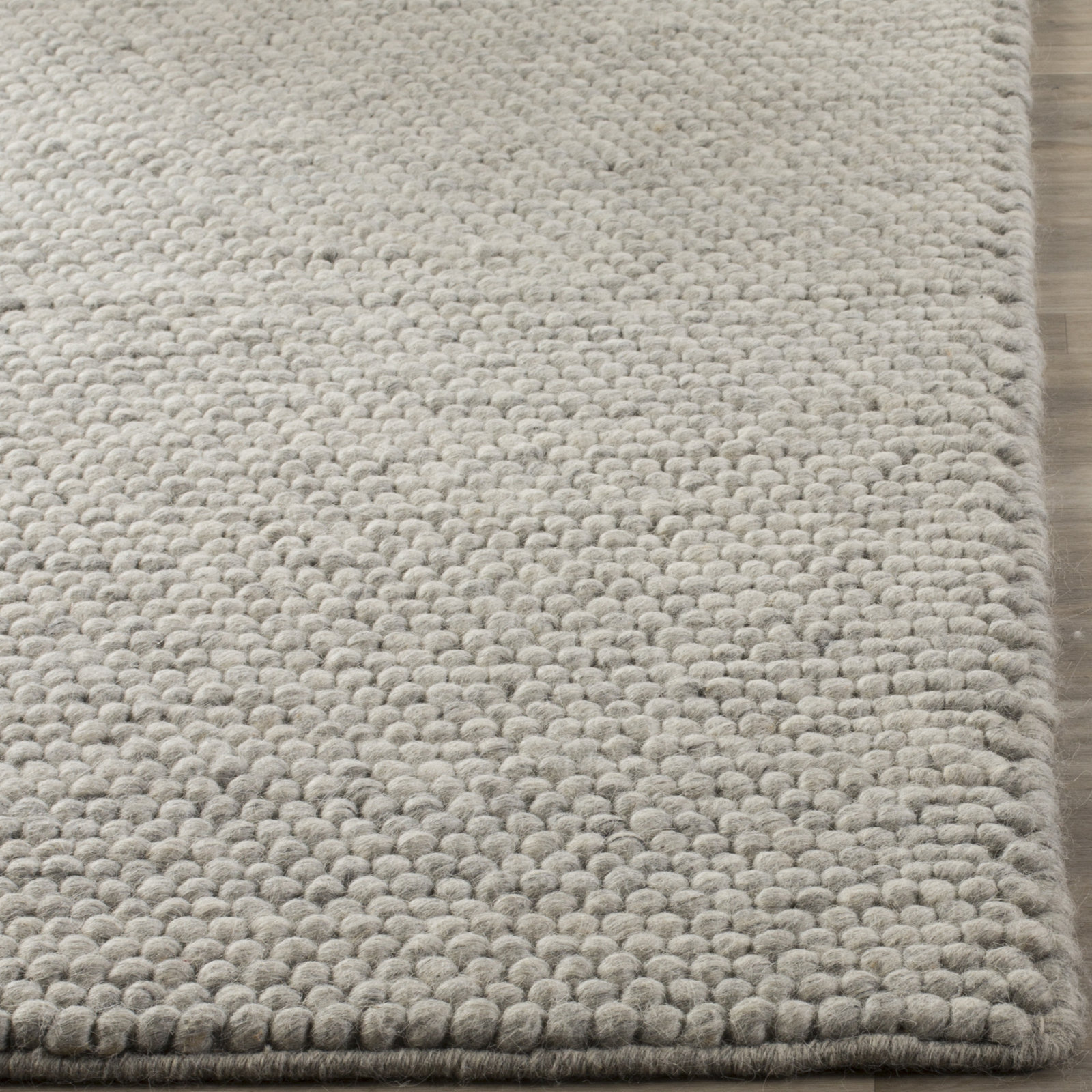 Elle Handmade Wool Silver Rug, Square 6'