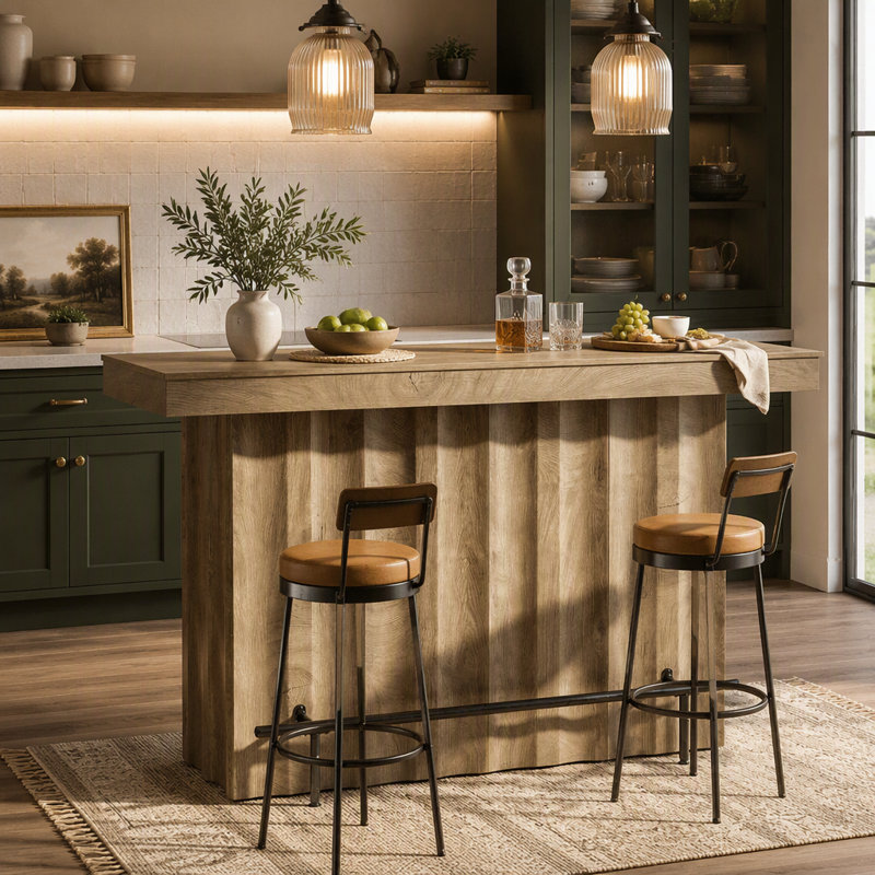 63" Bar Table, 2-Tier Bar Unit Counter Height Pub Table
