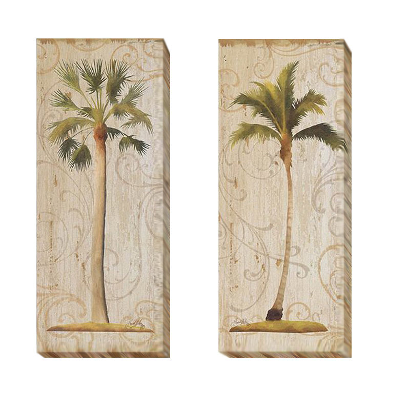 «Palm Swirls I and II», ensemble de 2 impressions sur toiles tendues, H 20 po x l 16 po x P 1,5 po