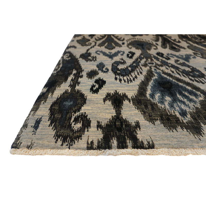 Jazz Hand Knotted Silk Area Rug, Rectangle 9' x 12'