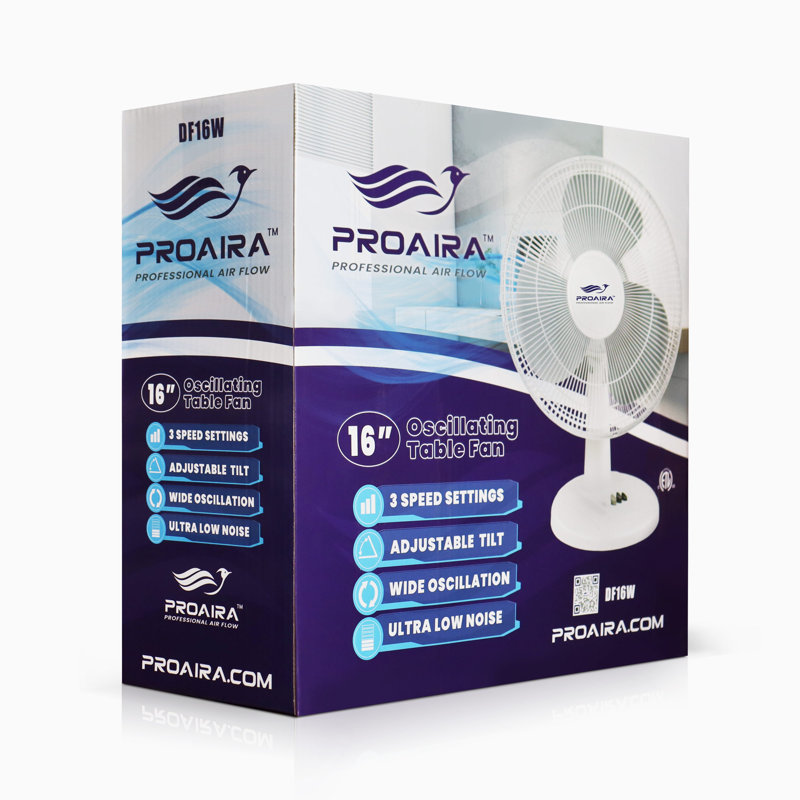 Proaira Oscillating Personal Fan, 8.20" H x 17.50" W x 19.40" D
