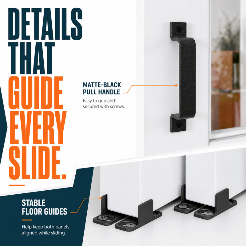 Sliding ByPass Barn Door Hardware Kit for Double Doors With 67" Track Top Mount Without Door Panel
