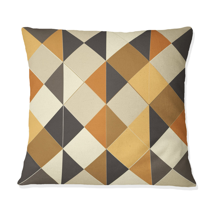 Coussin Orange, noir, rétro Mid-Century Rhombus - Mid-Century, H 18 po x l 18 po