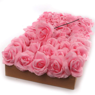 100 pièces de roses roses en soie - paquet de 2 fleurs artificielles réalistes pour bouquets, bricolage et événements