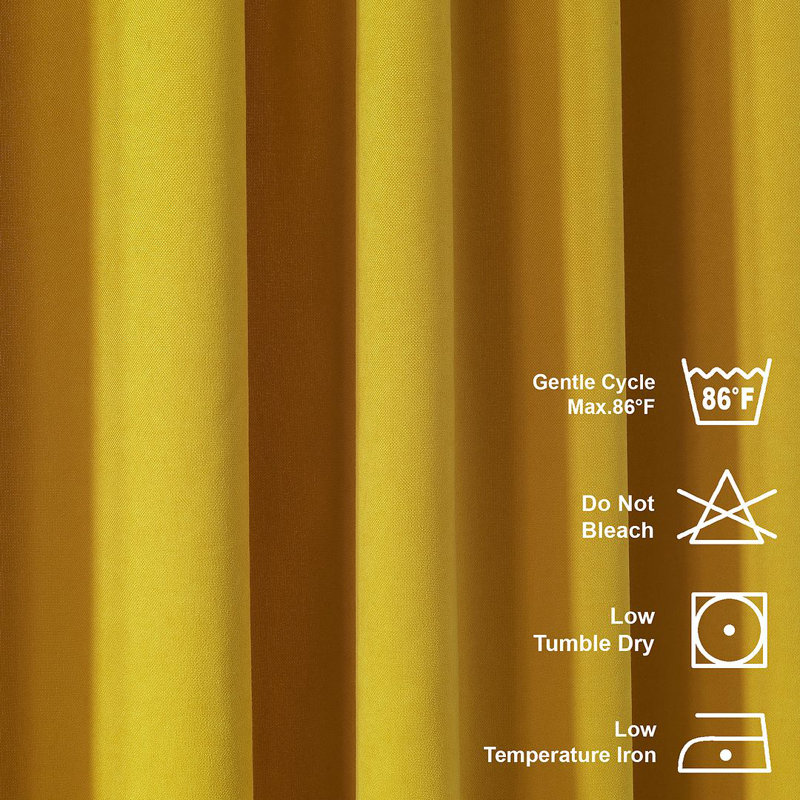 Room Darkening Single Curtain Panel, 130cm Width x 175cm Drop, Mustard Yellow