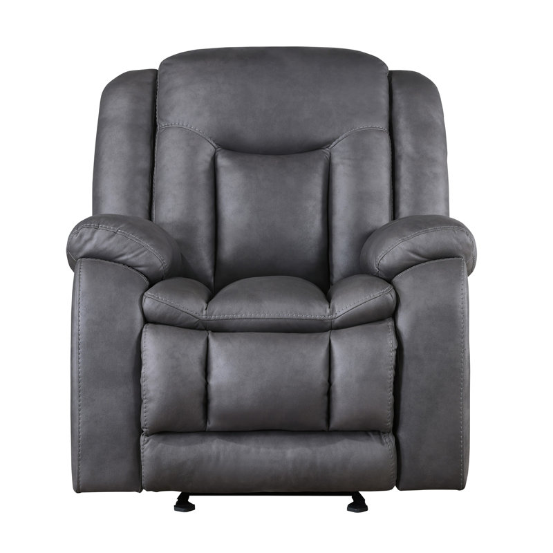 Fauteuil inclinable Olaf, similicuir moelleux, Gris, Manuel - Bouton-poussoir